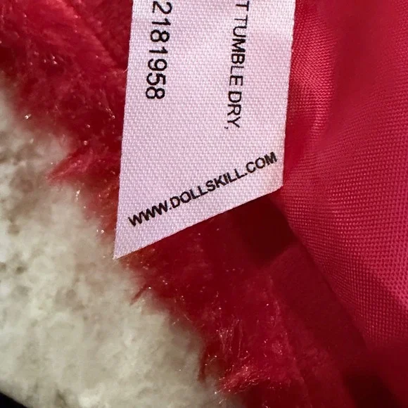 Sugar Thrillz Dolls Kill Red Faux Fur Cropped Jacket Heart Zipper AST20069 Small - Picture 7 of 10